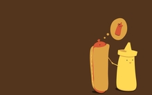 ketchup hotdogs mustard fun art 1024x768 wallpaper 